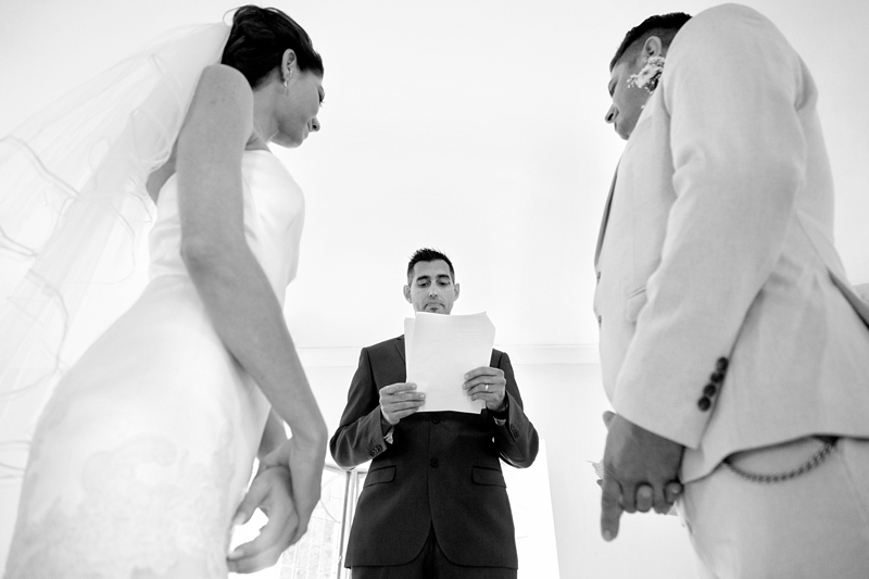 Bride and groom during ceremony at Estuary Hotel, Port Edward.
