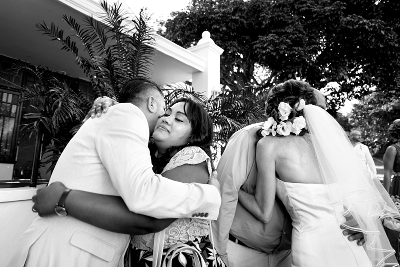 Guests hugging at wedding at Estuary Hotel, Port Edward.