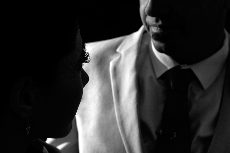 Creative, moody portrait of bride and groom during afternoon light at the Estuary Hotel, Port Edward.