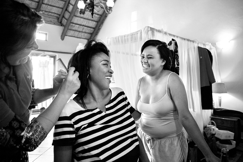 Black and white photograph, Laughing at Valverde Eco Hotel.