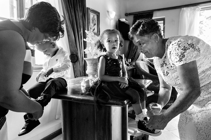 Black and white photograph, Children at Valverde Eco Hotel.