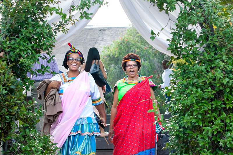 Guests wearing traditional outfits at wedding at Valverde Eco Hotel.
