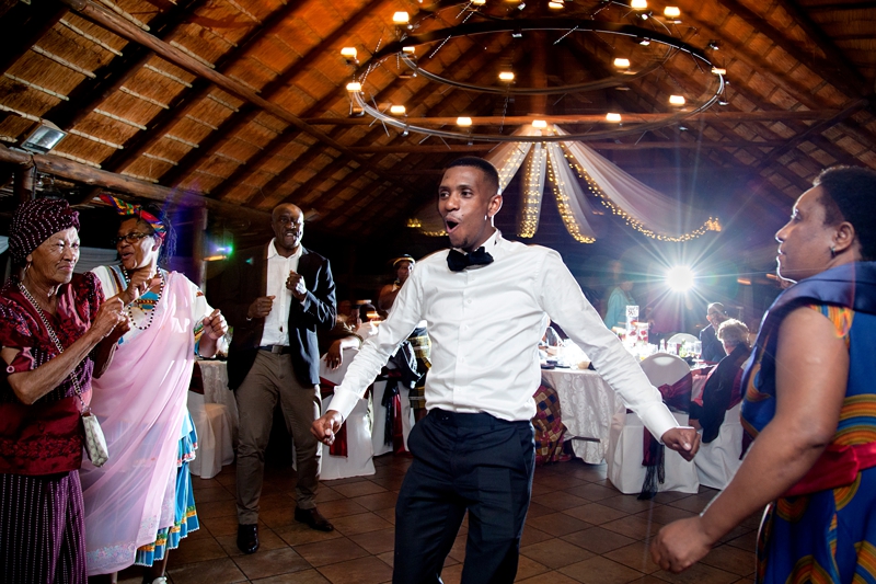 Groom dancing with guests  at Valverde Eco Hotel.
