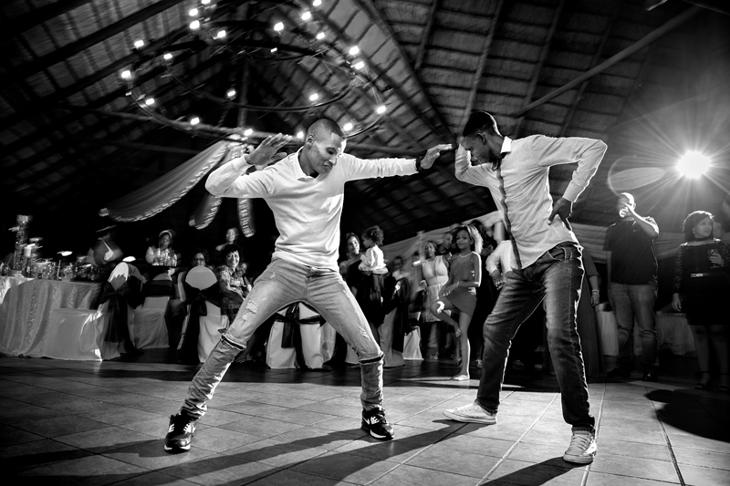 Black and white photograph, dancing at Valverde Eco Hotel.