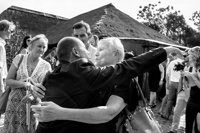 Groom hugging his gran at Valverde Eco Hotel.