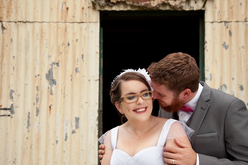 Bride and groom portrait, at Bothas Hill railway station.