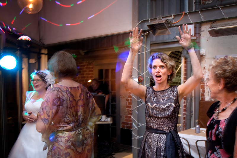 Dancing at wedding at Bellevue Cafe.