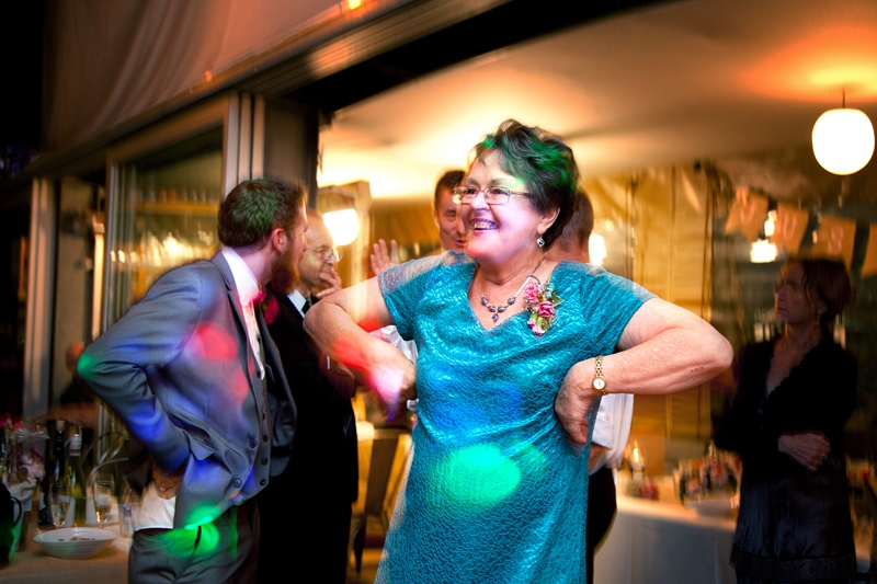 Dancing at wedding at Bellevue Cafe.