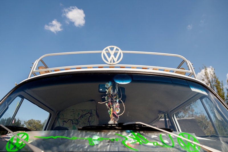 Colourful Volkswagen van at Hippie Fest, at the Forest Venue.