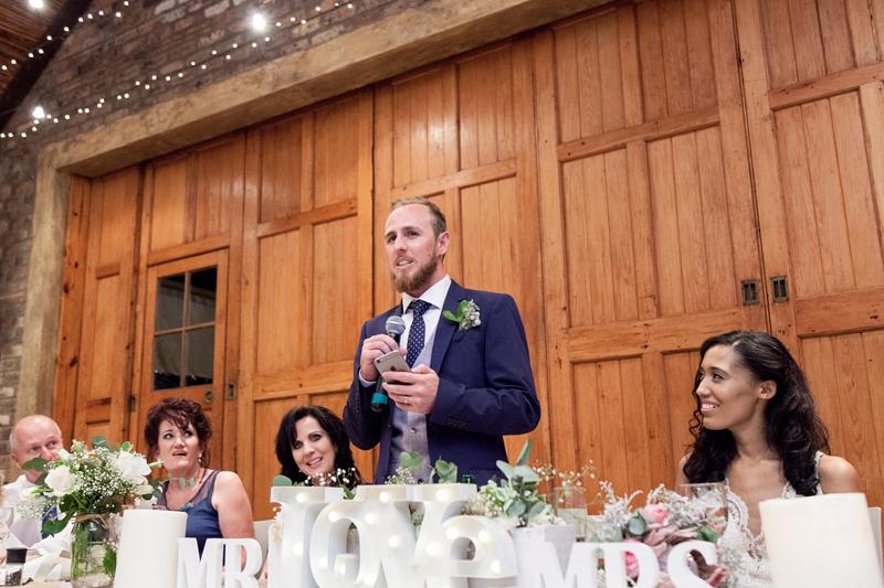 Groom giving his speech during the reception at Leafy Green Cafe.
