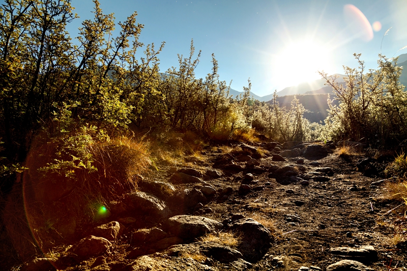 Hiking trail in the Maluti Mountains in Lesotho.