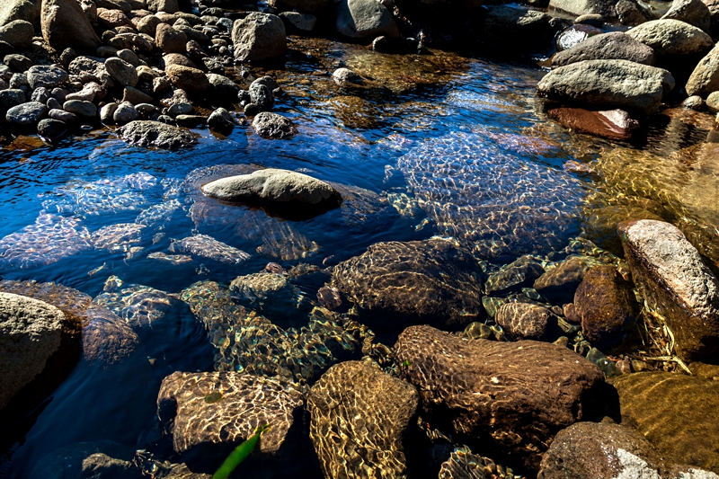 Crystal clear water of the Maluti mountain river in Lesotho.